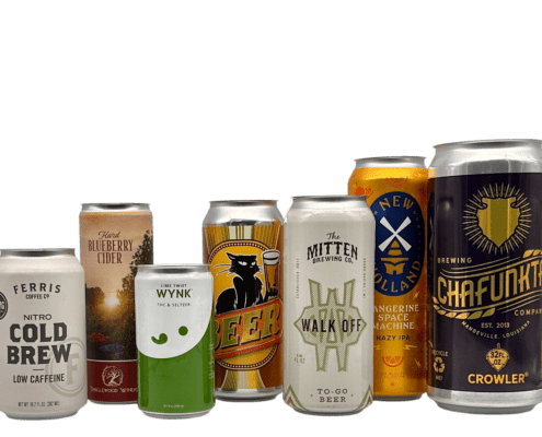 Bulk Branded Aluminum Cans with Shrink Sleeve Logo Labels - BeerCityGlass.com
