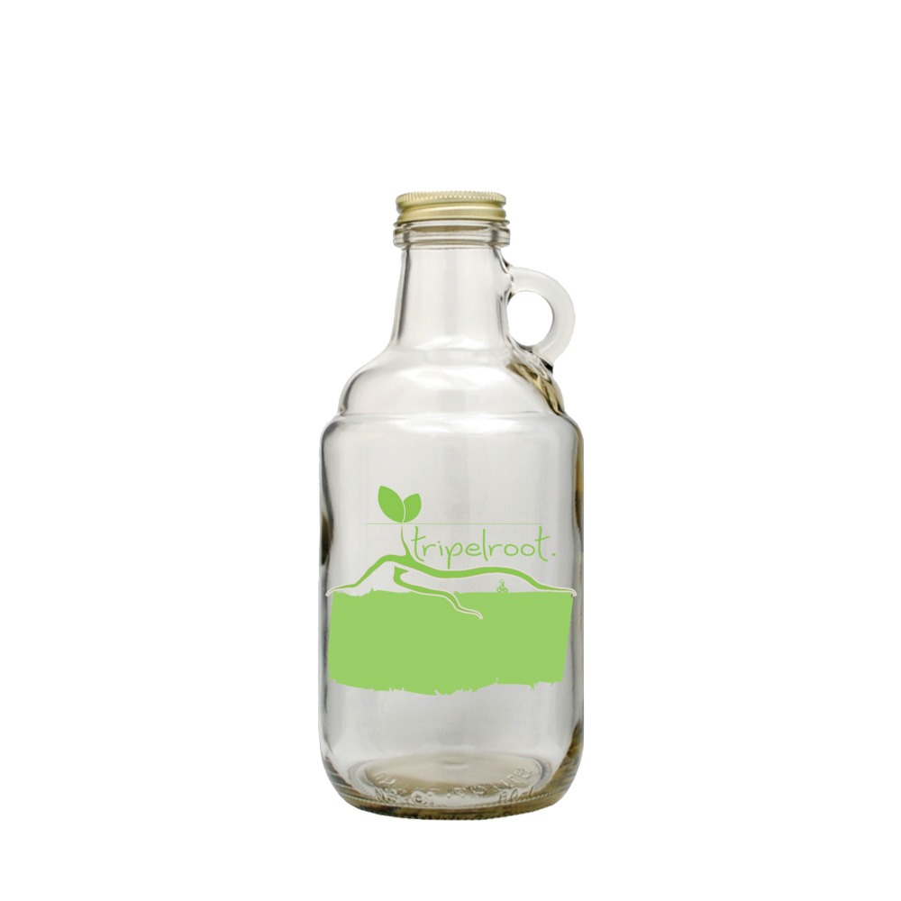 26oz Flint Howler Bottles Custom Branded Printed Order Custom Printed 26oz Clear Flint Farmhouse Bottles, Branded with Logos in 1-4 Colors at Wholesale Prices - BeerCityGlass.com