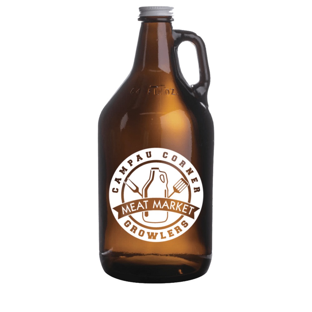64oz Amber Growler Custom Branded Printed
