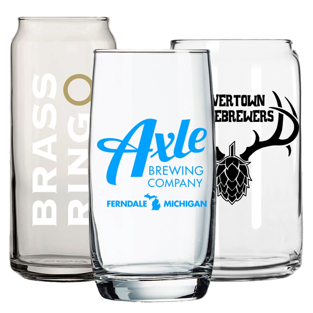 Custom Printed 16oz Beer Glass Nordic and Cooler Glasses Bulk Custom Beer Can Glasses, Nordic and Tallboy Glasses Screen Printed with Branded Logos at Wholesale Prices - BeerCityGlass.com