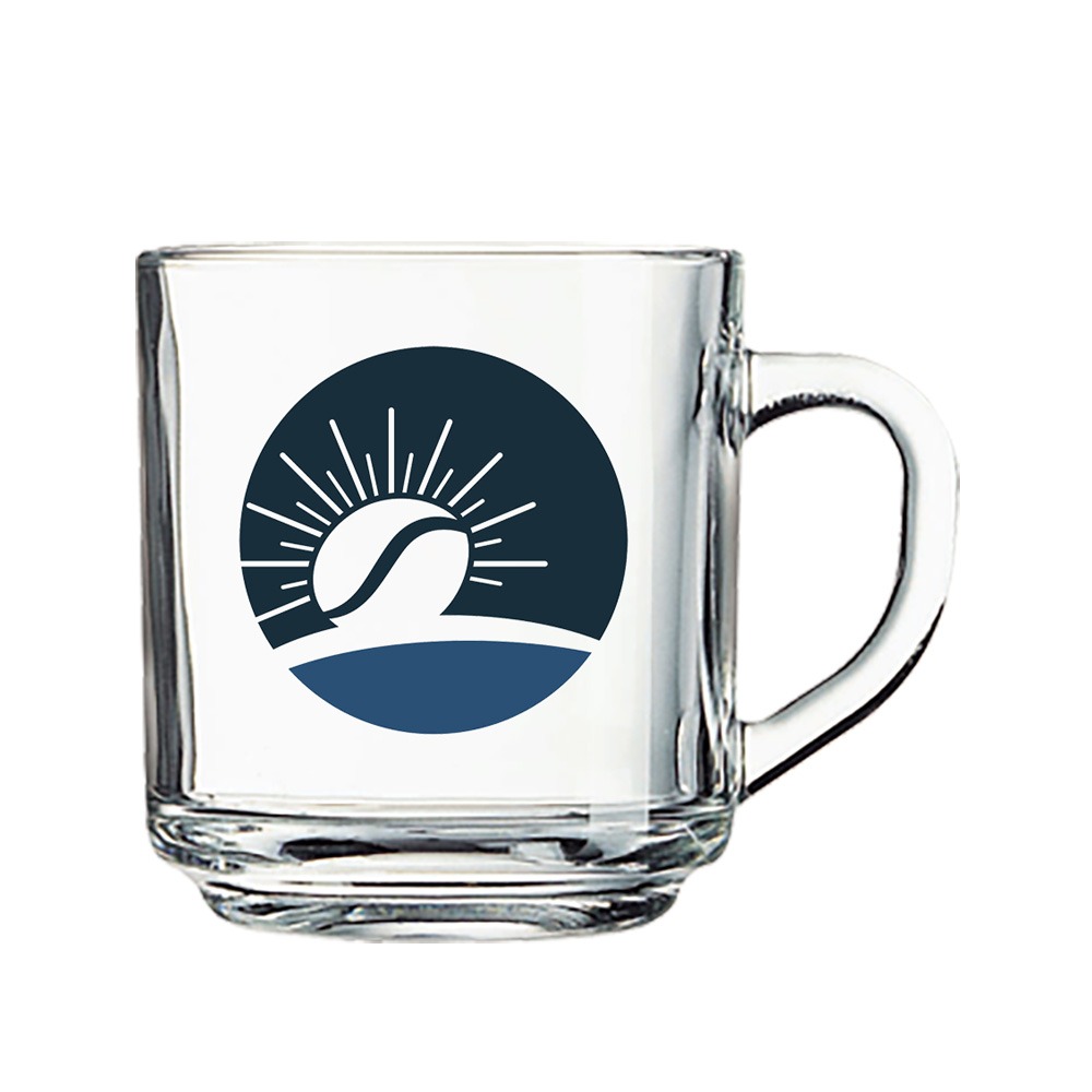 Custom 10oz Coffee Handy Glass Mugs Branded with Logo Bulk Wholesale