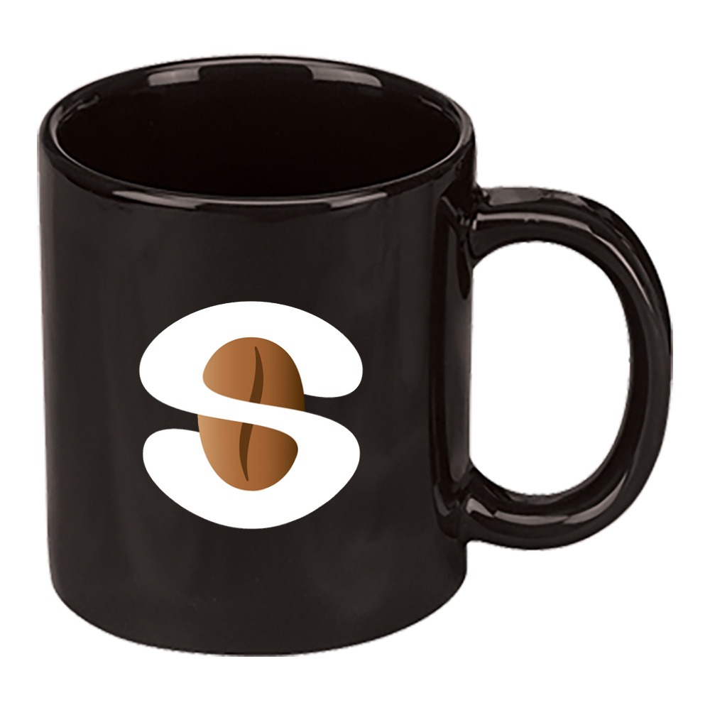 Custom 11oz Coffee Mugs Black Porcelain Branded with Logo Bulk Wholesale