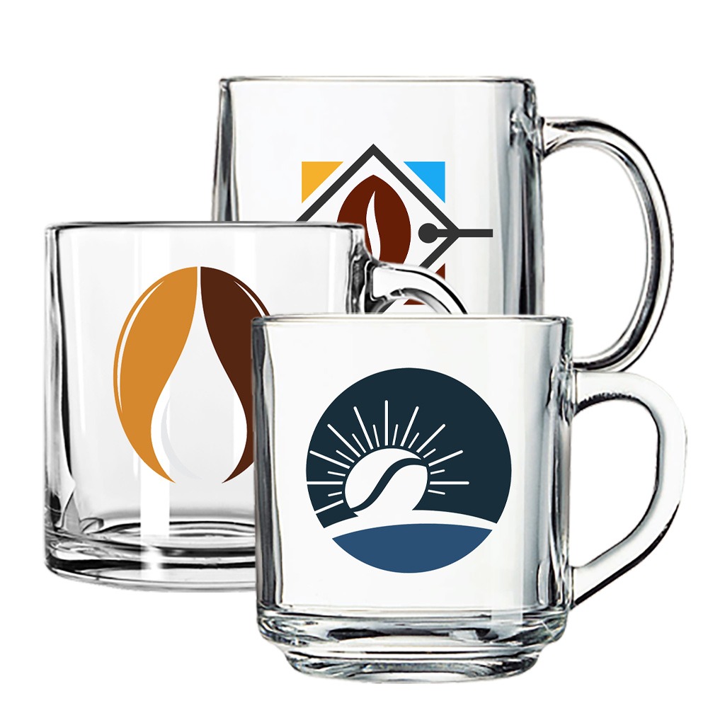 Custom Branded Printed Coffee Mugs Glass Bulk Wholesale