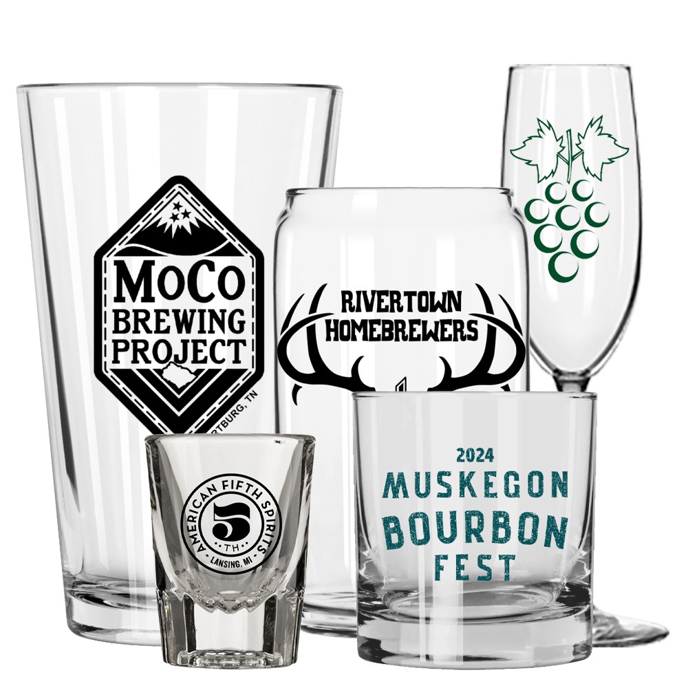 Order Custom Drinkware in Small Quantities with Your Artwork - BeerCityGlass.com