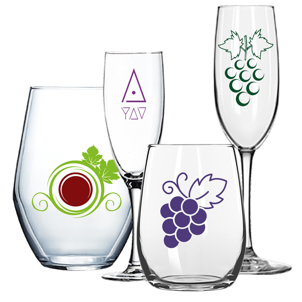 Custom Printed Branded Wine Glasses Bulk Wholesale Order Custom Branded Wine Glasses Screen Printed with Logos at Bulk Wholesale Prices - BeerCityGlass.com
