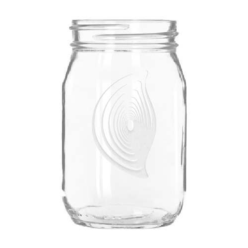 Order custom etched drink jars without handles, 16oz size, branded with logos in bulk at wholesale prices - BeerCityGlass.com