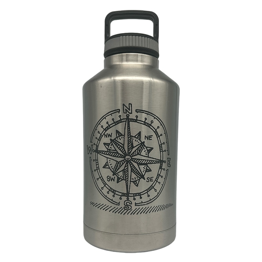 Order Custom Etched Stainless Steel Bottles, Large Growler Size 64oz, Branded with Your Logo at Bulk, Wholesale Prices - BeerCityGlass.com